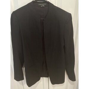 THEORY Black Wool Blend Open Front Blazer Jacket Top Women’s 6 Lined